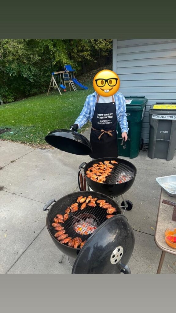 Two Weber Kettles worth of Buffalo Wings, College Football, and Miller Lite