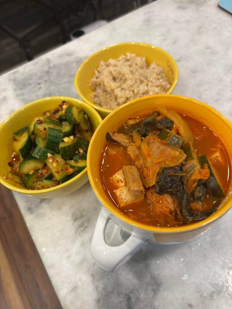 Tonight’s dinner is kimchi jjigae served in my favorite bowl 🥚