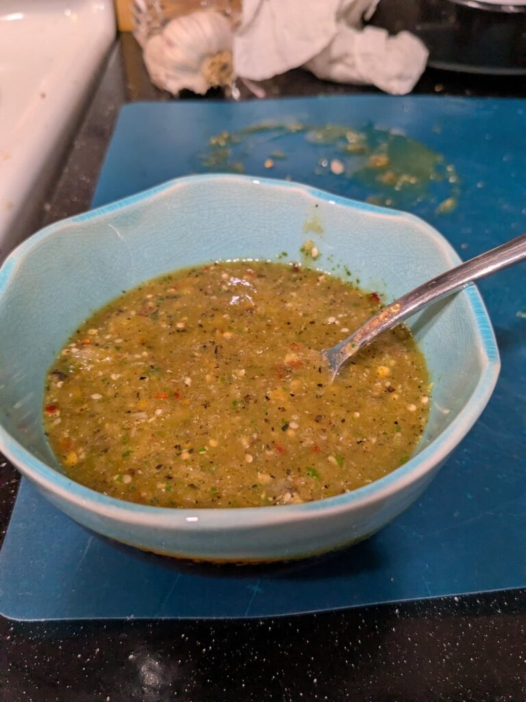 Tomatillo-chile de árbol and roasted red salsa