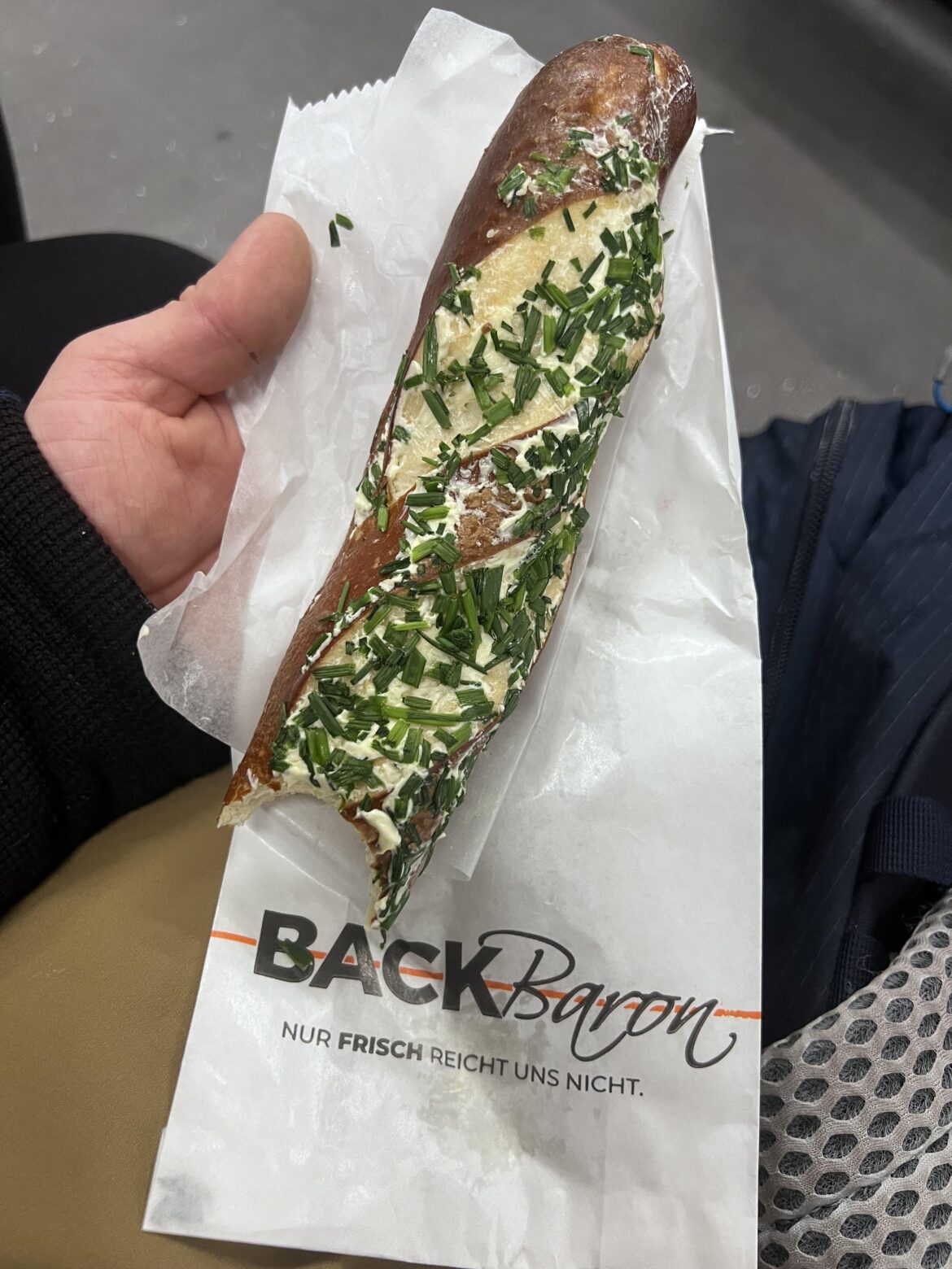 Ordering a chive pretzel every day until Reddit says they’re perfect. Day 1