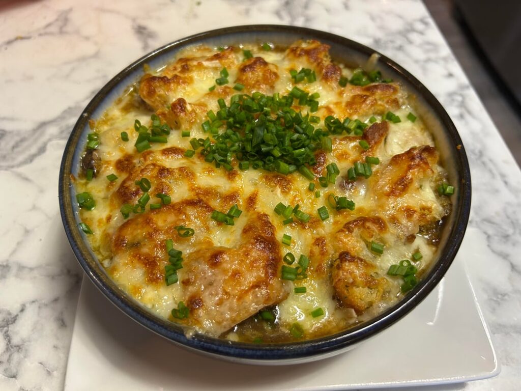 SV chicken leg(or thigh) French Onion stew.