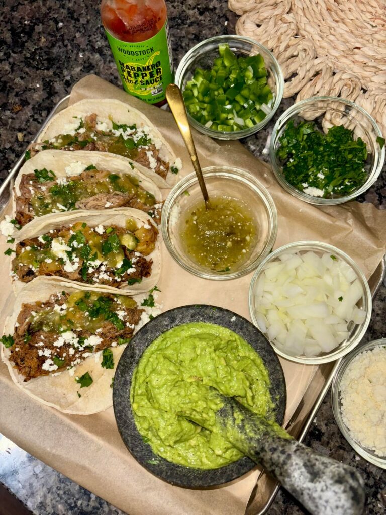 Carnitas tacos and homemade guac for taco Tuesday🌮