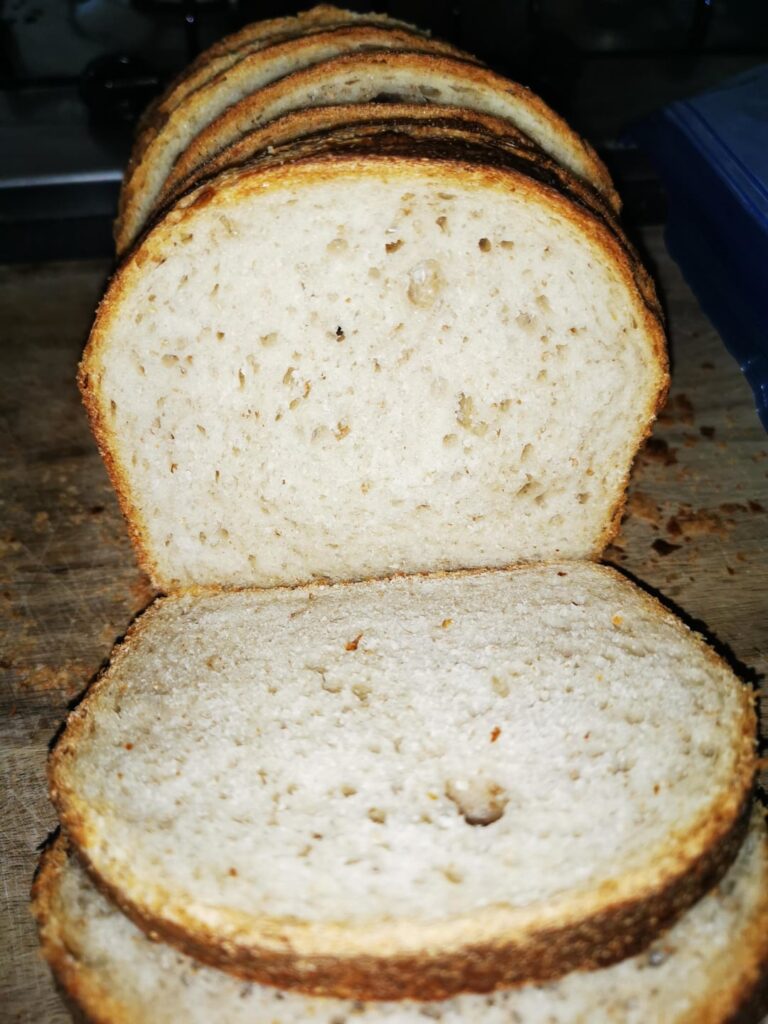 Had another go at sandwich loaf - never seen the bubble formation before!