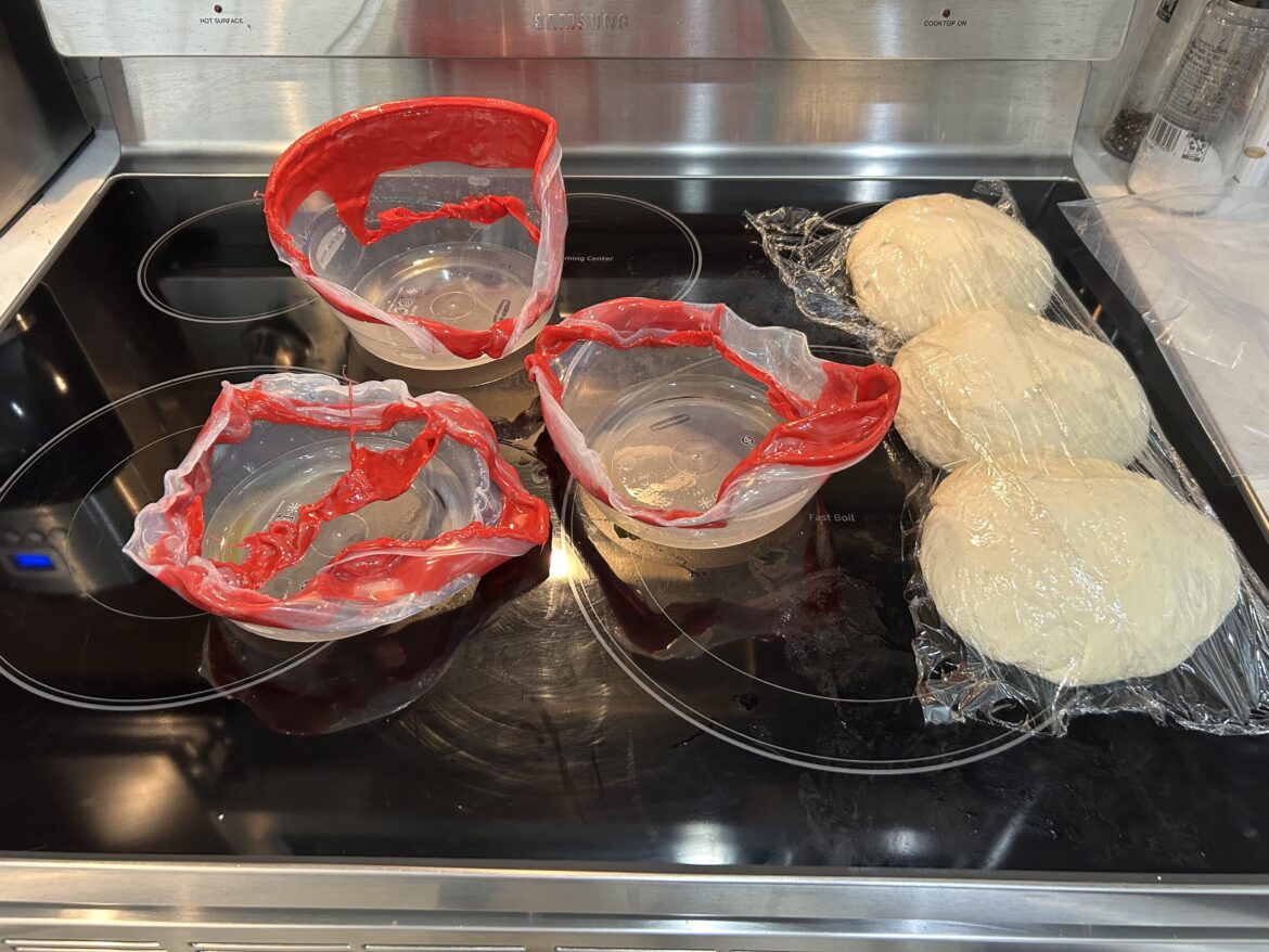 Like putting my dough balls in the oven after warming it for a few minutes.