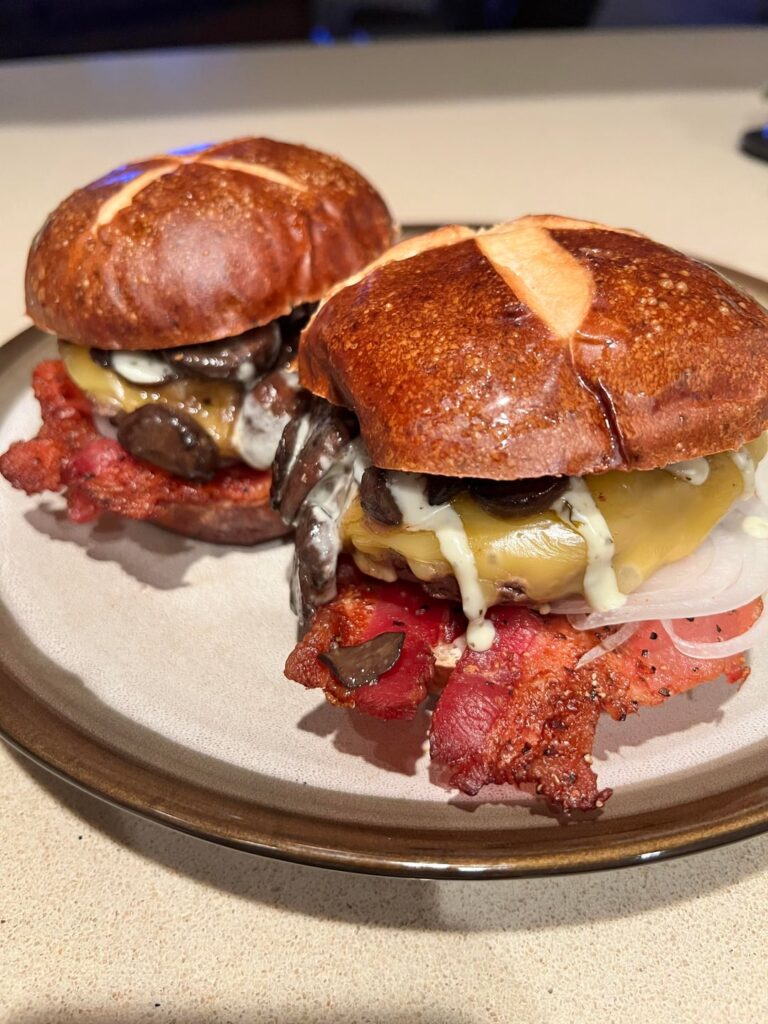 Late Night Mushroom + Bacon Burger