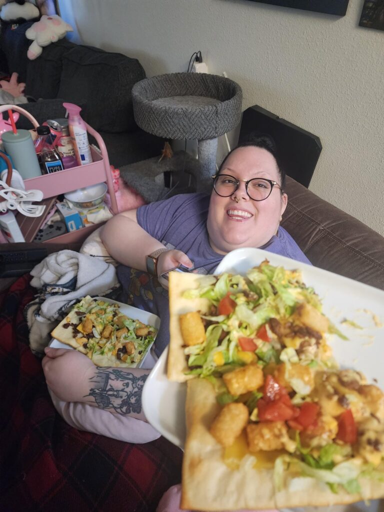 Cheeze Burger Pizza 1 of 3 vegan Pizzas for our Halloween movie marathon!