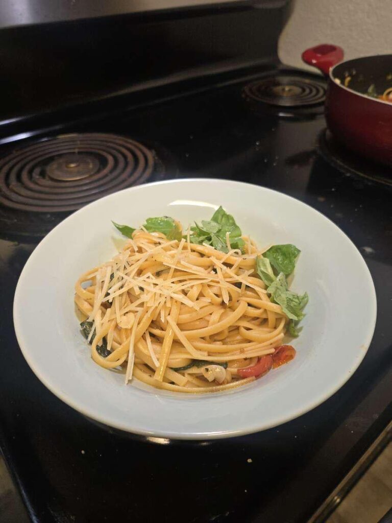 Sometimes simple is better. Just a basil tomato linguine