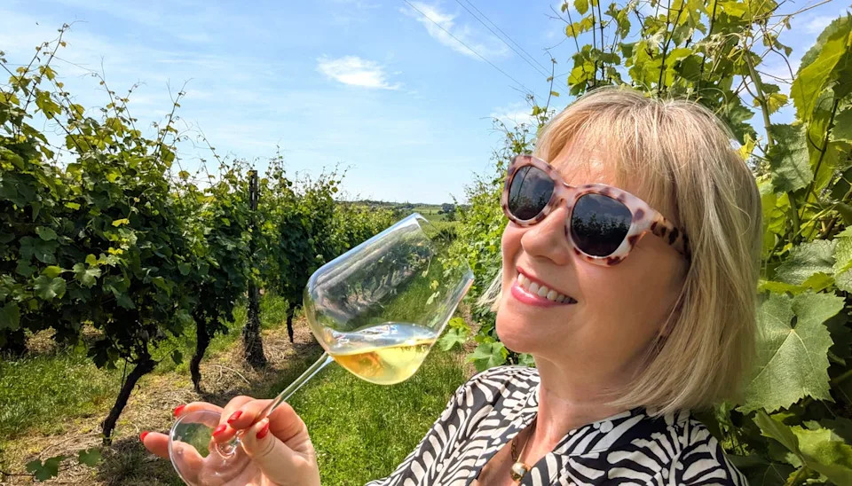 Rosamund Hall in the vines of Citari (Rosamund Hall / The Independent)