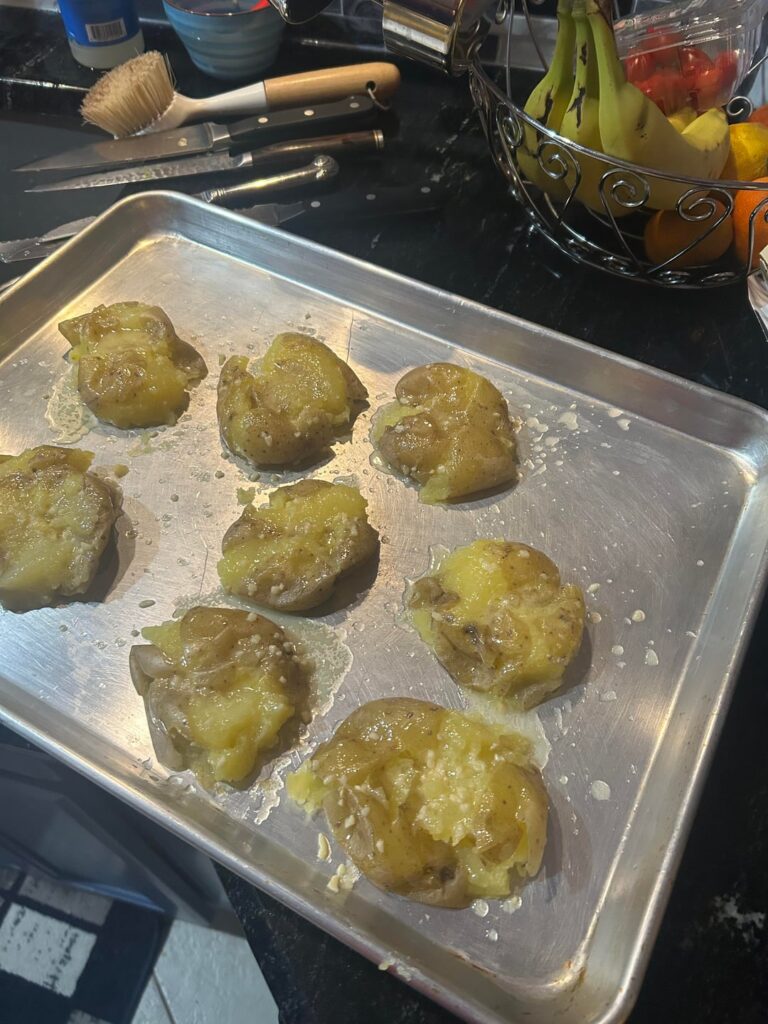 Salmon, asparagus and golden potatoes