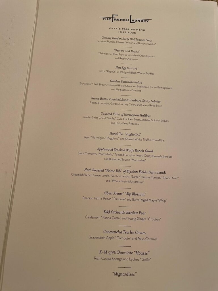 The French Laundry *** (Yountville, CA) (October 2025)