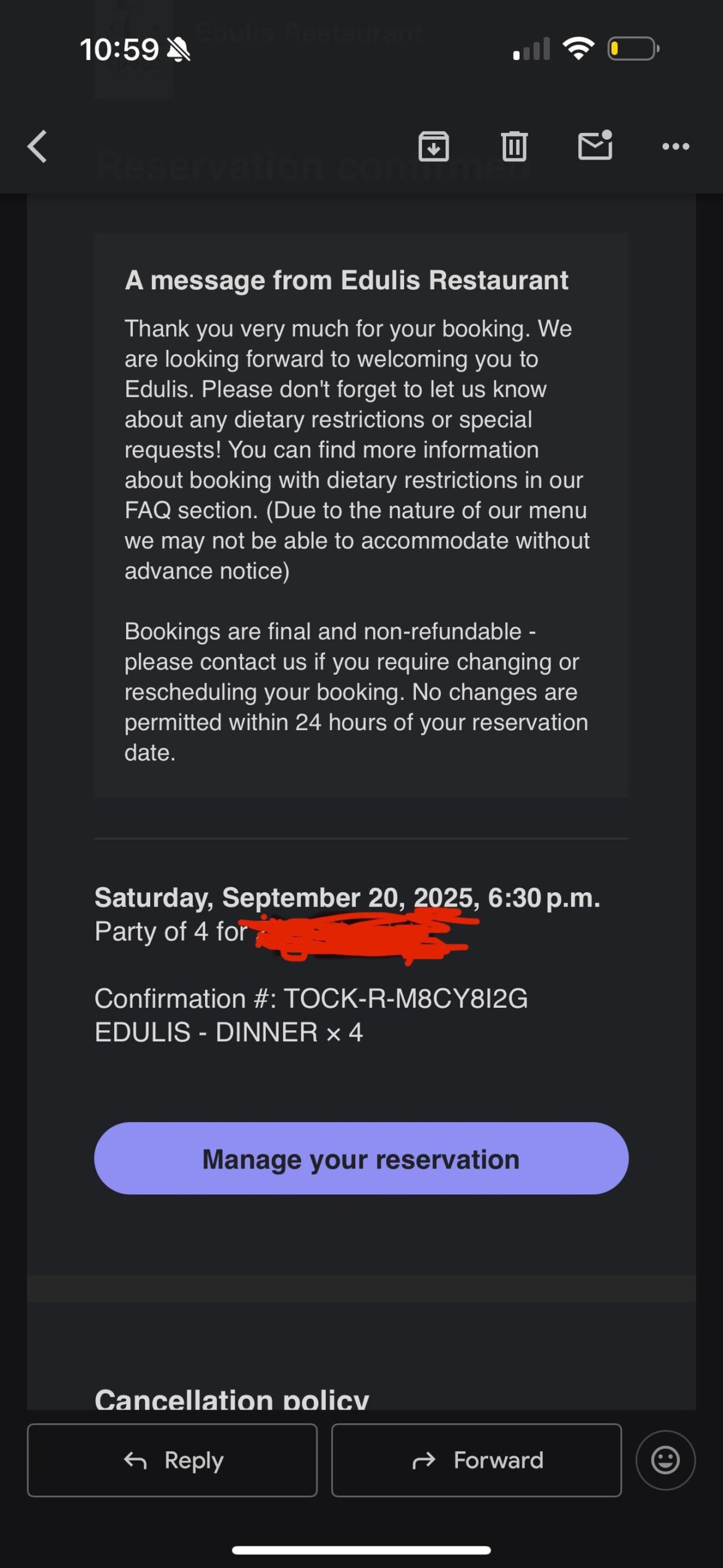 Edulis reservation available