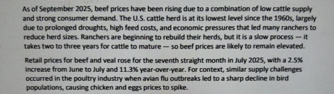 Regarding beef prices