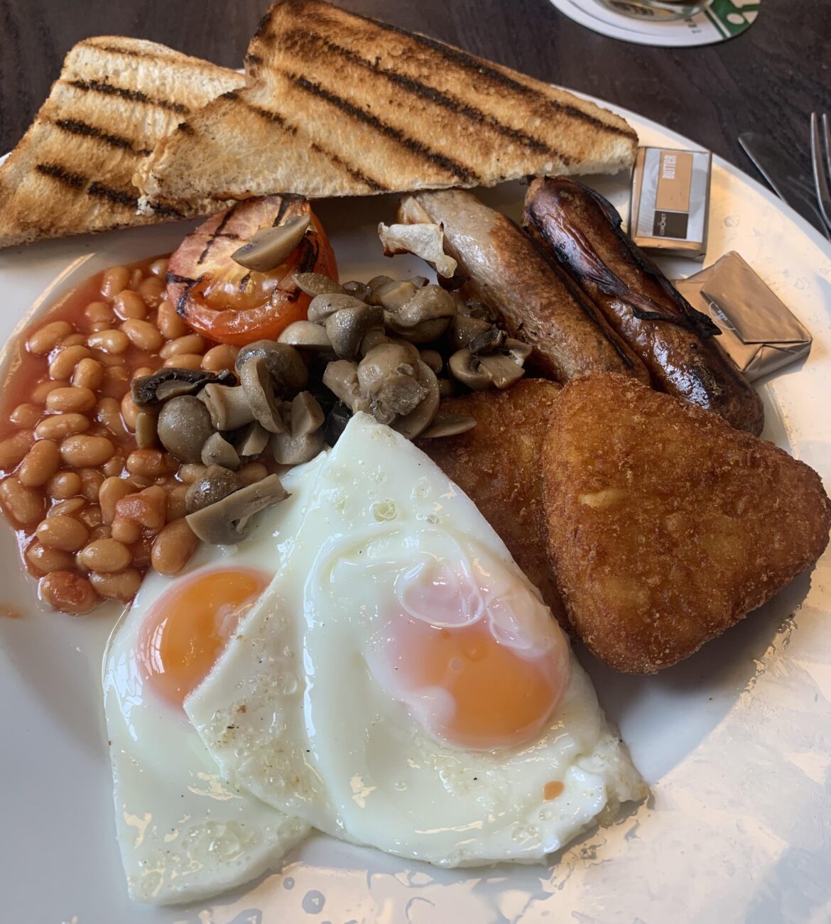 I love my all day breakfast!🍳🌭🍅🍄‍🟫🫘🥓