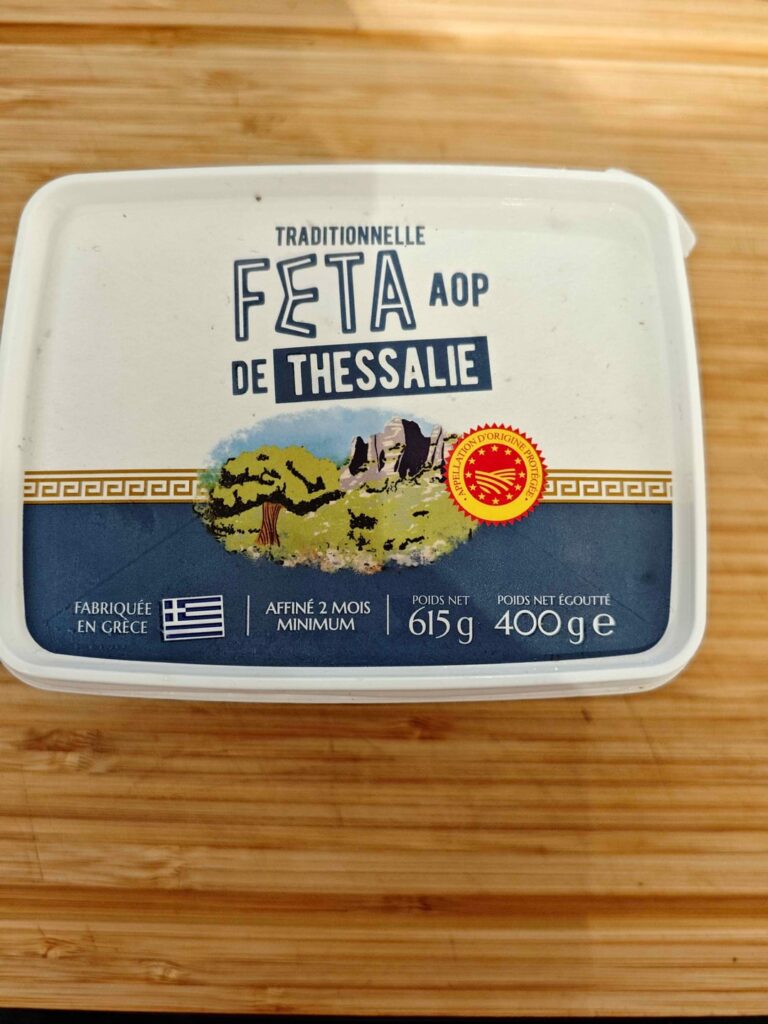 Feta cheese from the region of Thessaly, Greece