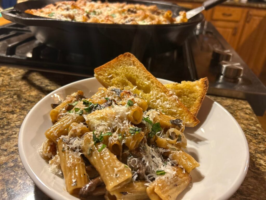 [homemade] baked mushroom Marsala tortiglioni
