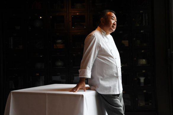 Tetsuya Wakuda, pictured at his restaurant in Sydney in 2018.