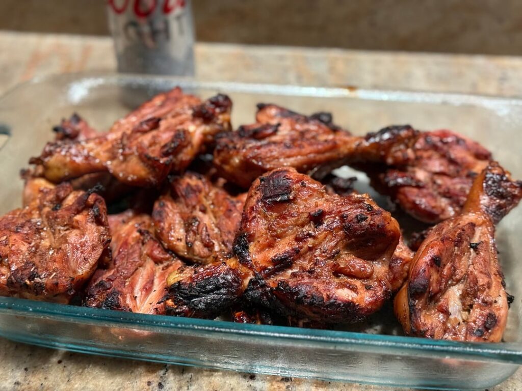 Lemongrass and soy sauce butterflied chicken drums