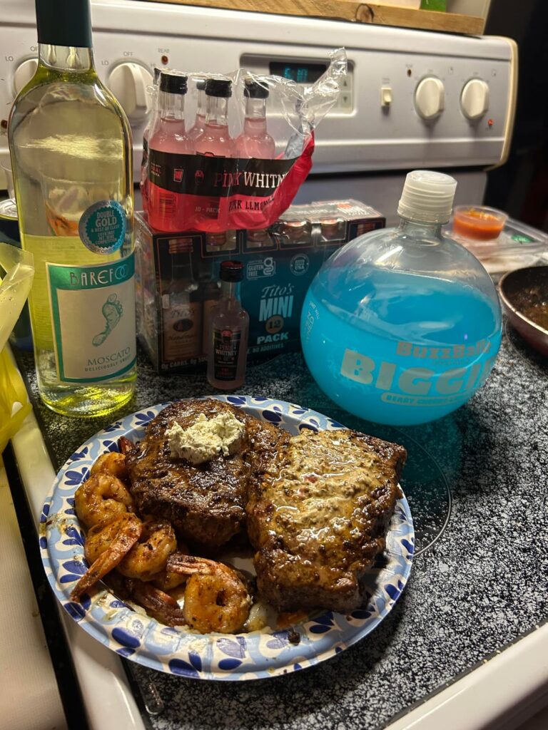 Steak shrimp and goat cheese