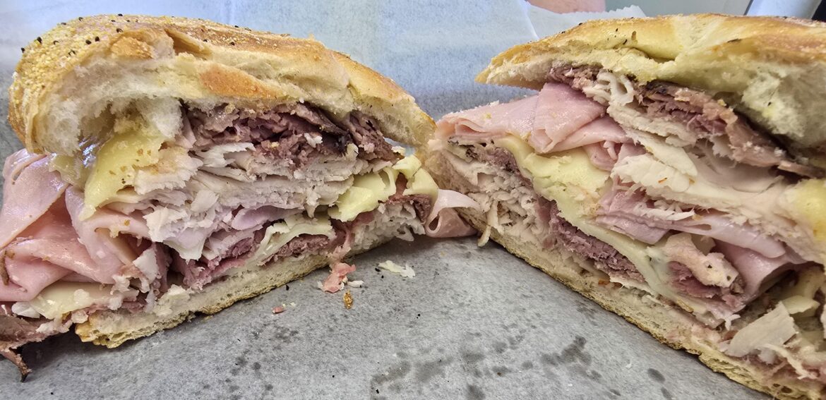 Classic American sandwich on Kaiser roll.