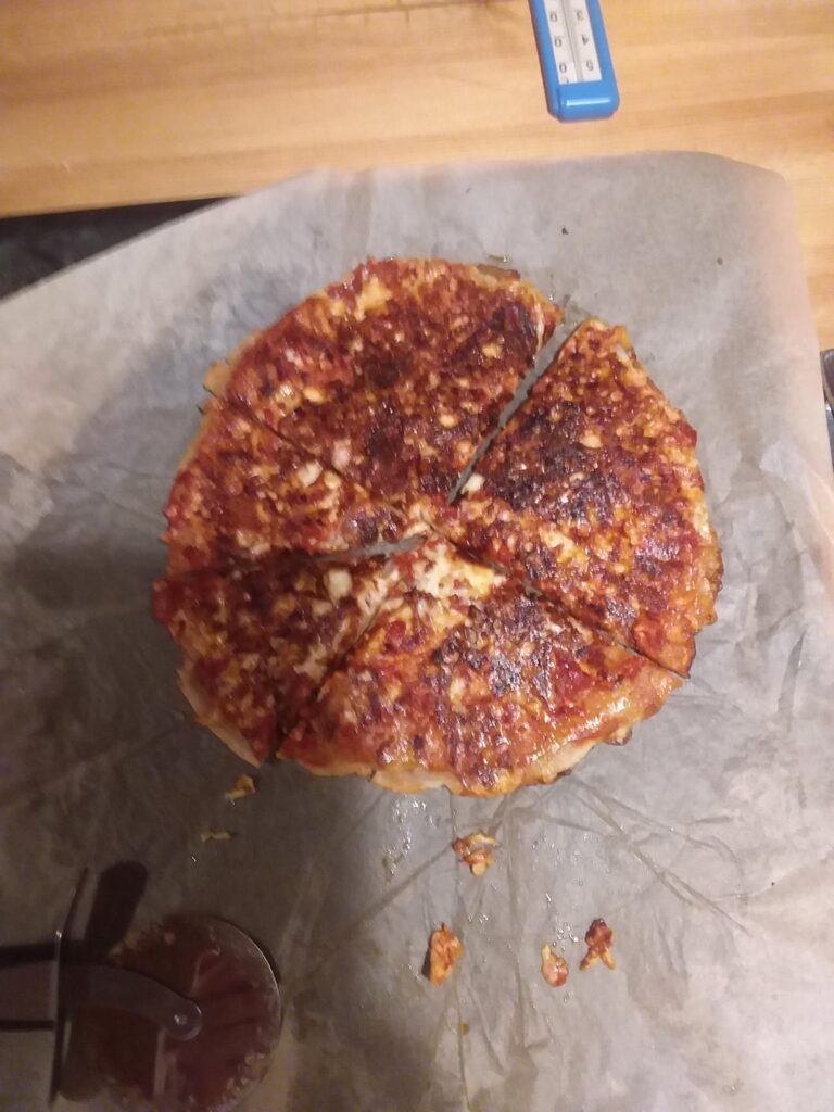 I fried both sides of pizza on a pan
