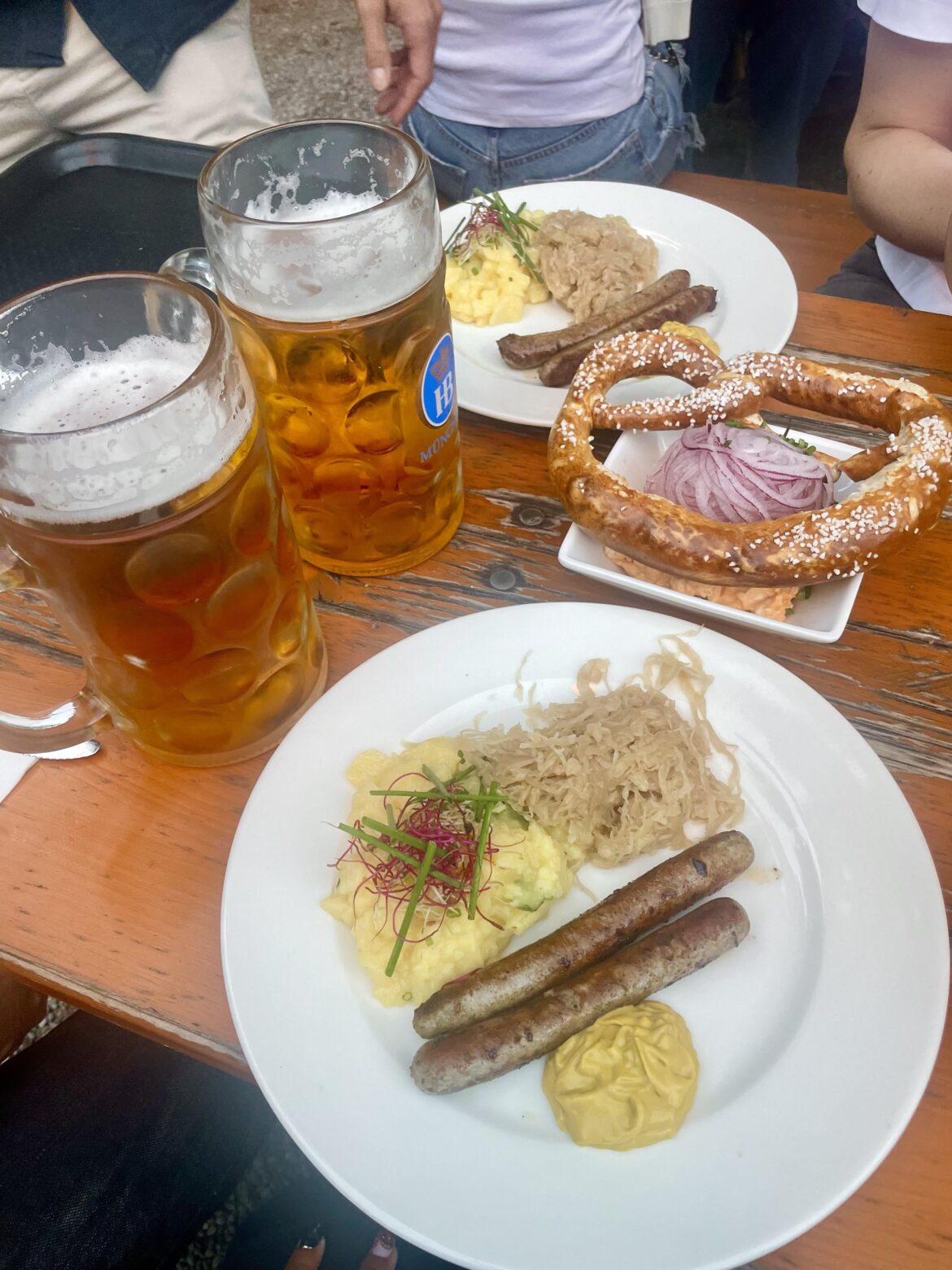 Beer, sausage, and pretzel in Bavaria