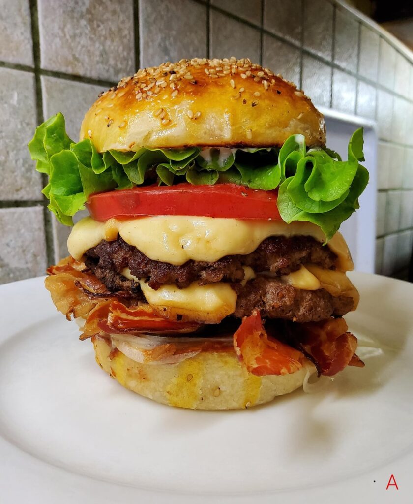 A homemade sourdough version of the FIVE GUYS double cheeseburger A homemade sourdough version of the FIVE GUYS double cheeseburger