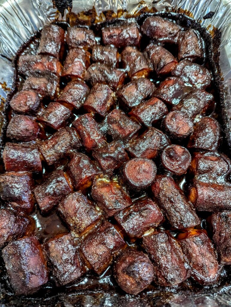 Hot dog burnt ends and Mac N Cheese