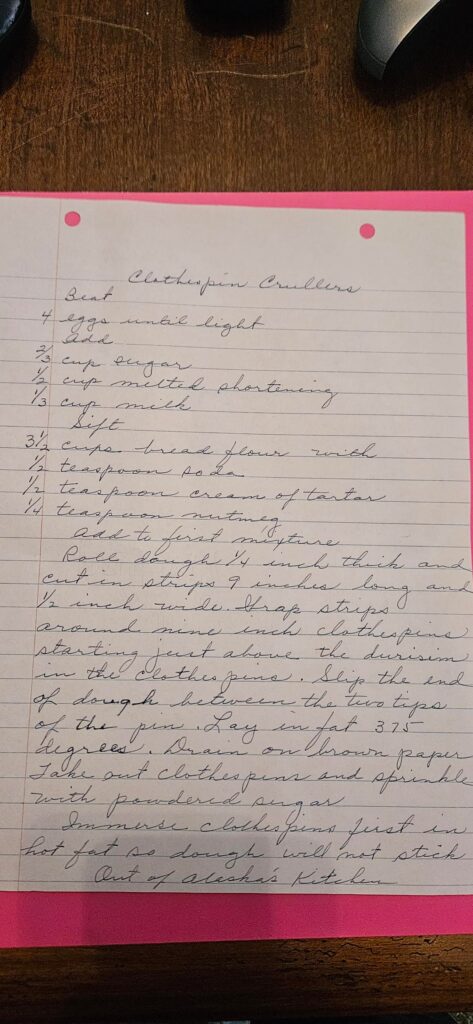 Help me figure out this cursive word on a family recipe