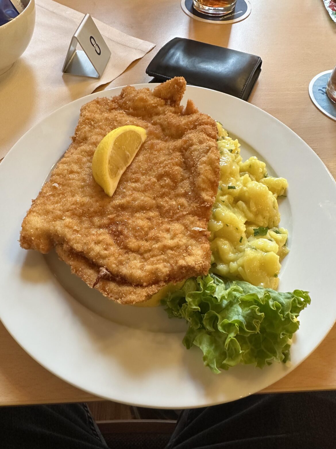 Cordon Blue with potato salad at our workplace restaurant for 10,60€