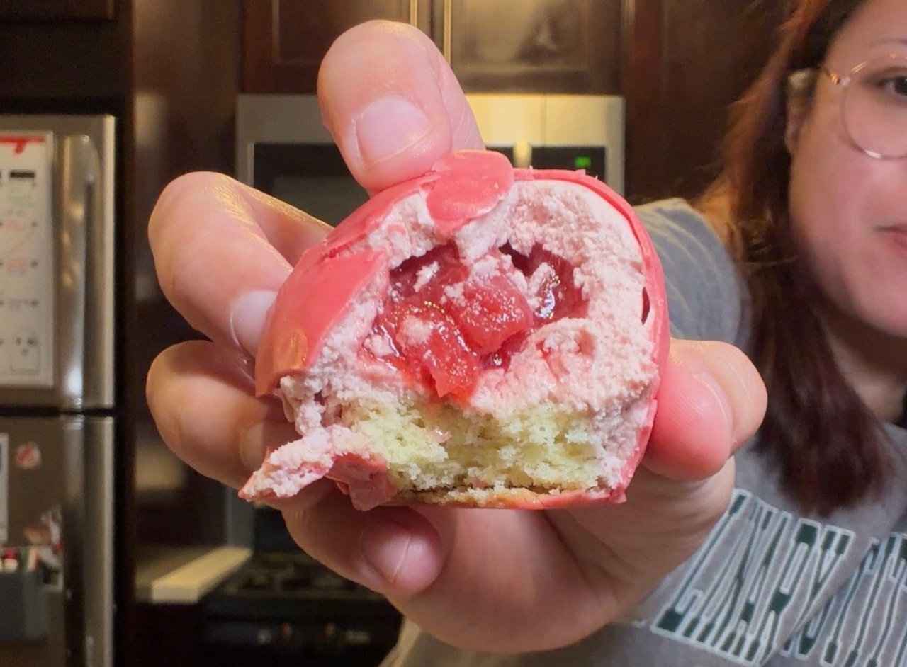 Inside the strawberry fruit pastry at Lilla Vanilla in Hamilton, NJ
