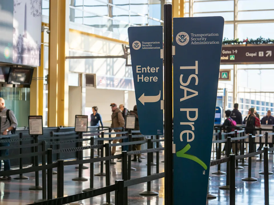 Washington, DC DECEMBER 26, 2018: TSA precheck fast lane line before security at Reagan National Airport