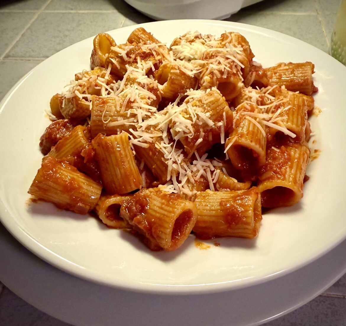 Mezzi Rigatoni - Caramelized Onion Marinara topped with freshly grated Grana Padano