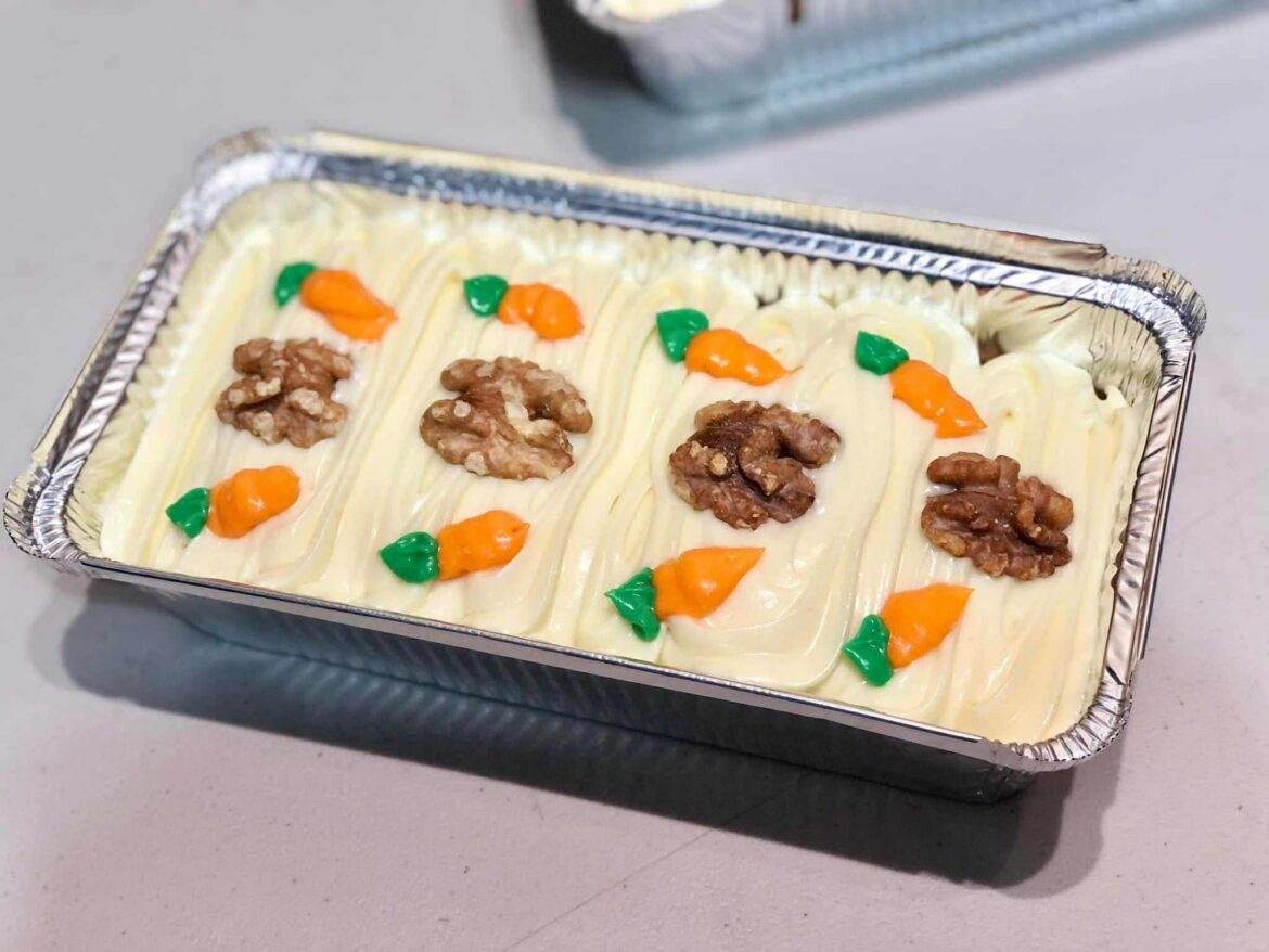 Carrot cake in a pan
