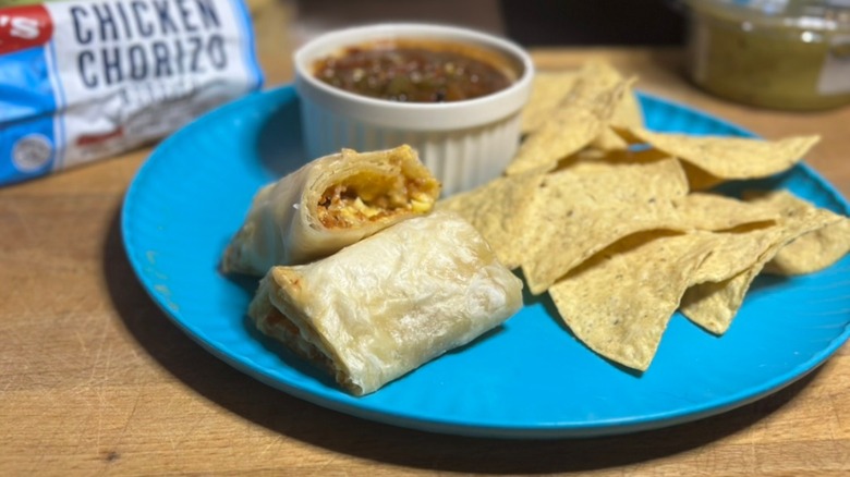 Red's Chicken Chorizo and blue wrapper