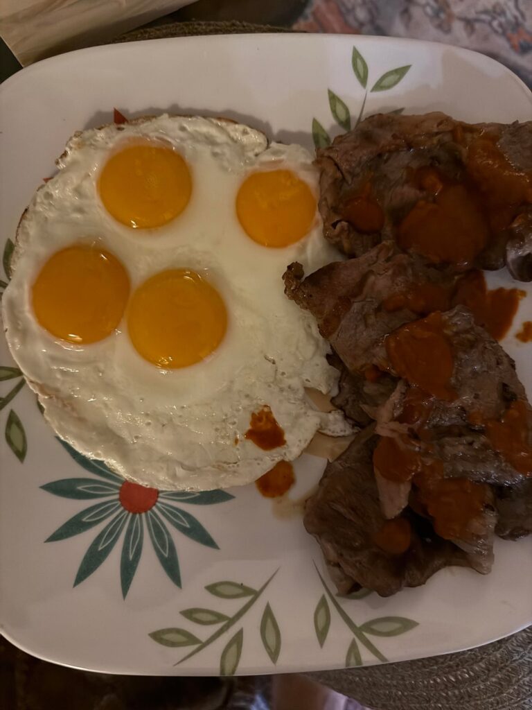 As a line cook meals at home are  usually quick and easy