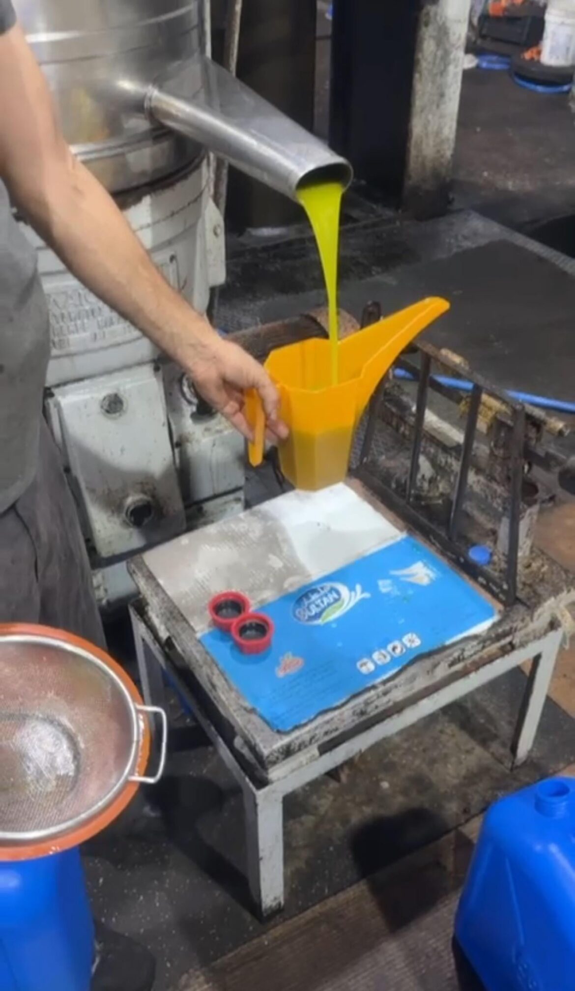 My family in Lebanon buying a few gallons of fresh olive oil (yearly October routine)