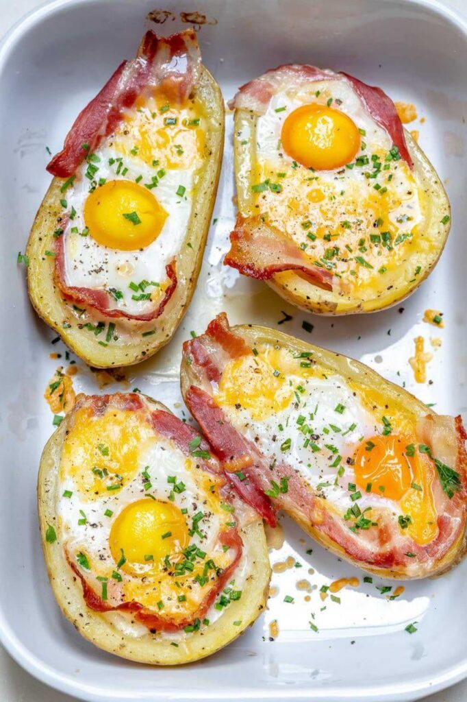 Double Baked Bacon + Egg Potatoes for Super Creative and Clean Breakfast