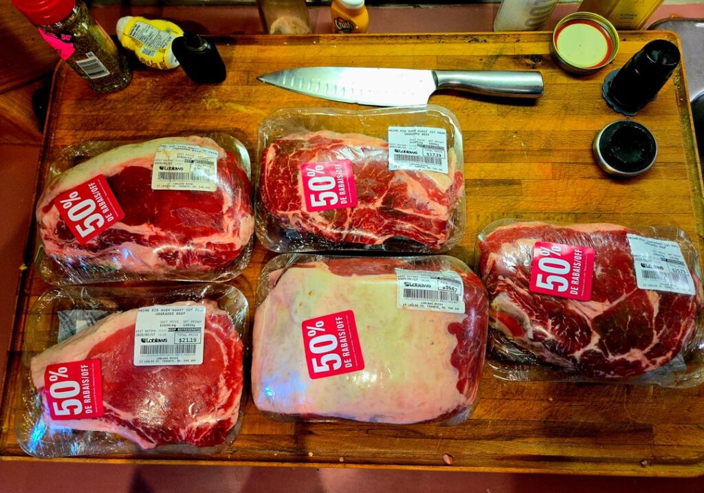 Scored some prime rib for half priced in Canada! Vacuum bagged and put in the freezer! $67.21 CDN