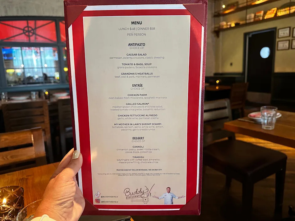 Pre-fixe menu at Buddy V's