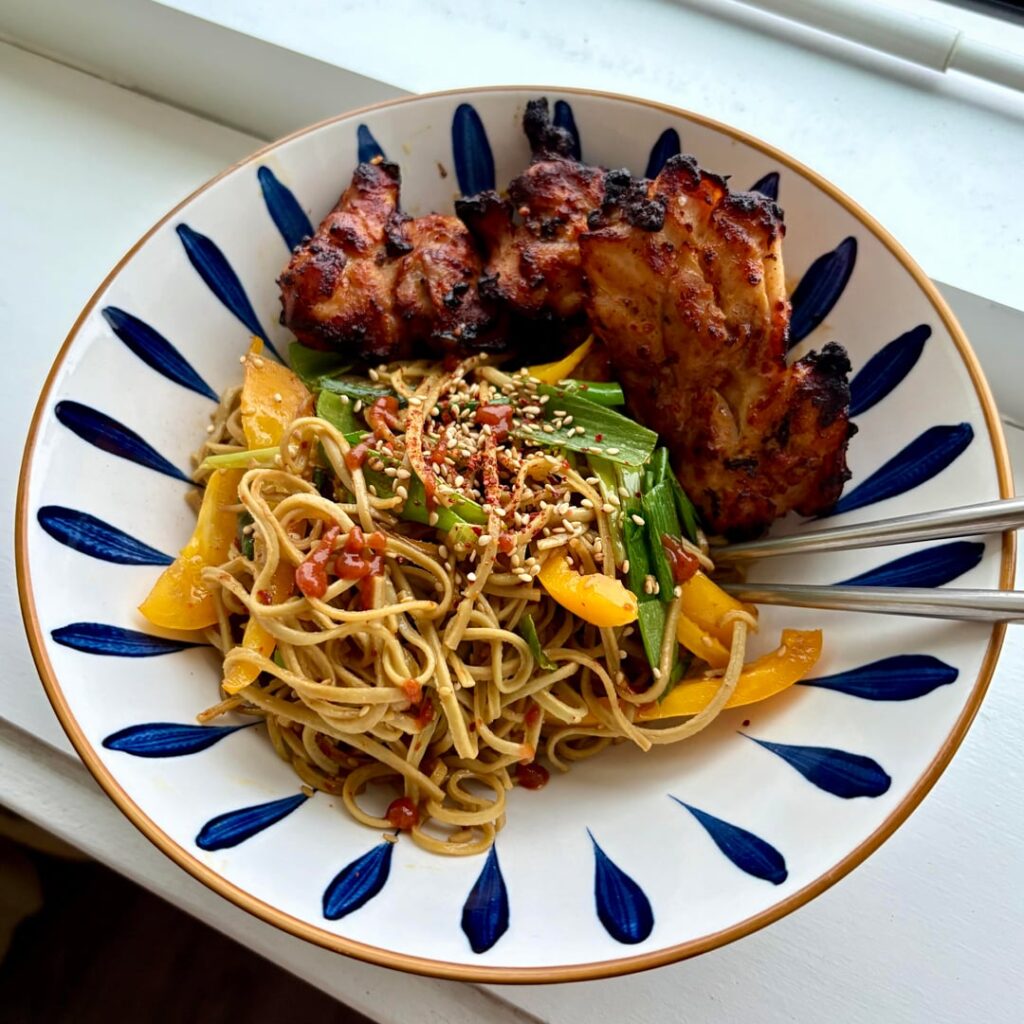 Ginger chicken w/sesame "noodles"