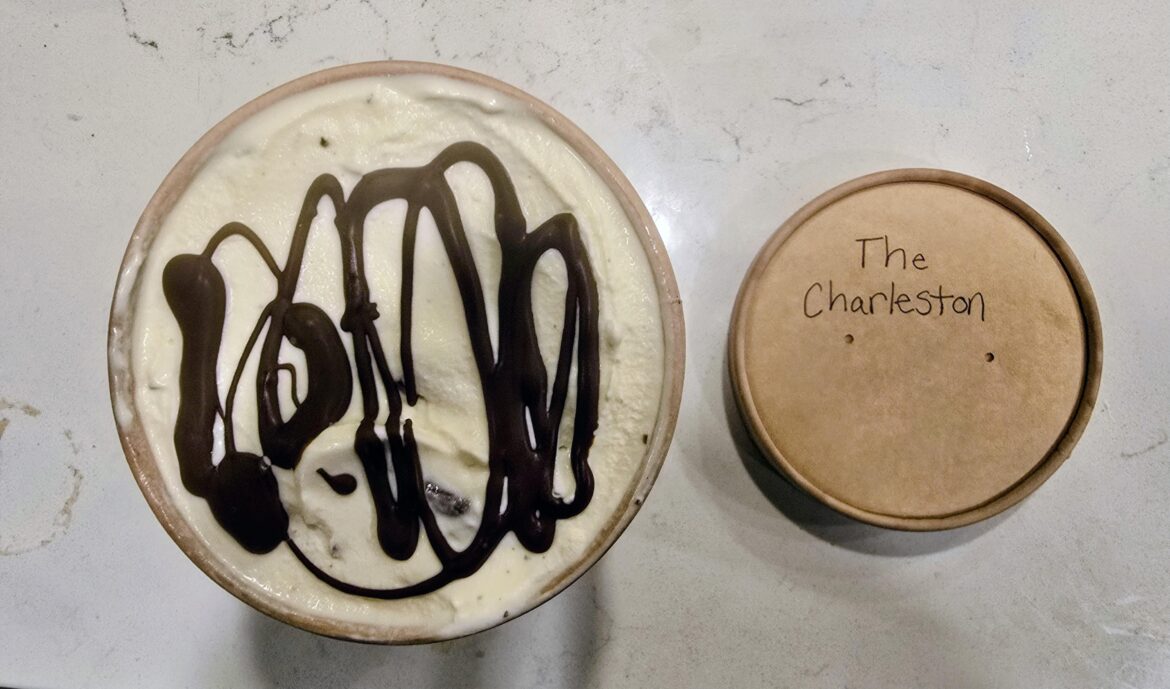 Charleston Chews and Magic Shell Topper inside a Madagascar vanilla base