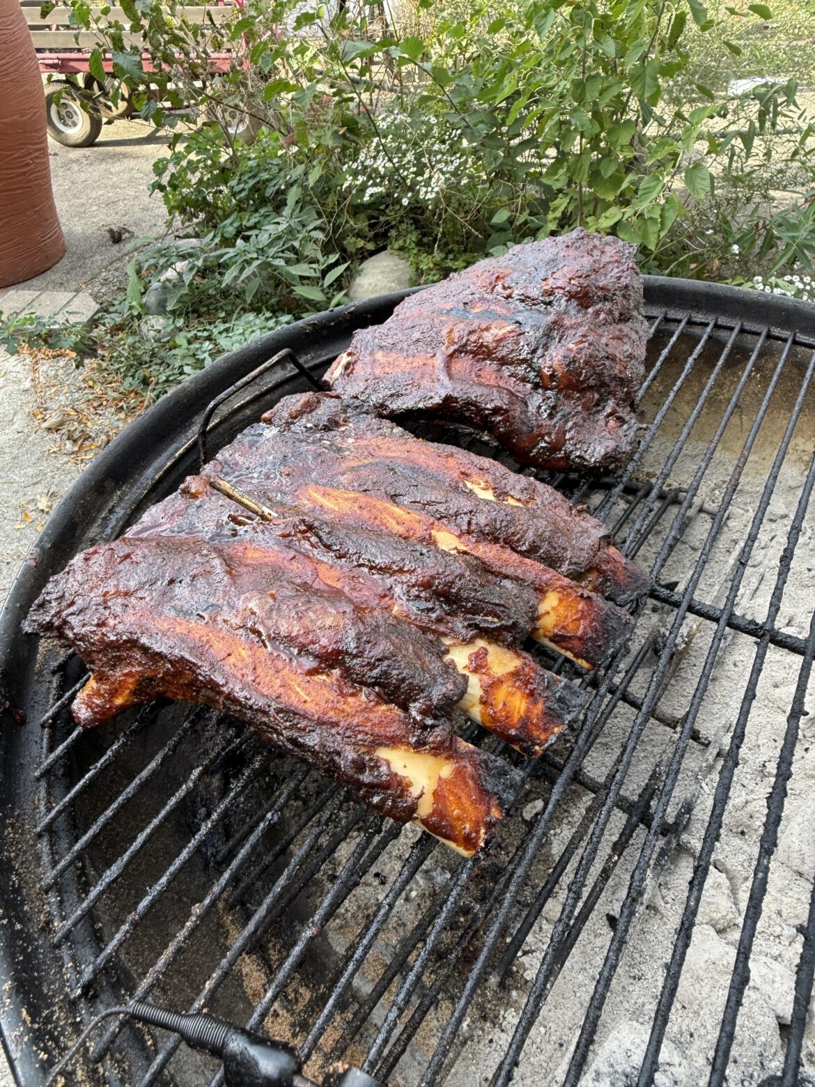 Beef back ribs on the Weber kettle with Gates rub + sauce