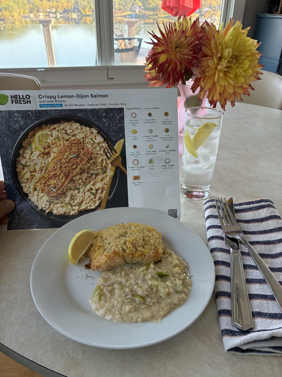 Crispy Lemon-Dijon Salmon with Leek Risotto