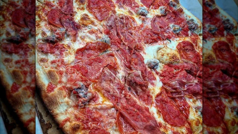 A prosciutto pepperoni sausage and ham pizza from Denino's Pizzeria & Tavern on Staten Island