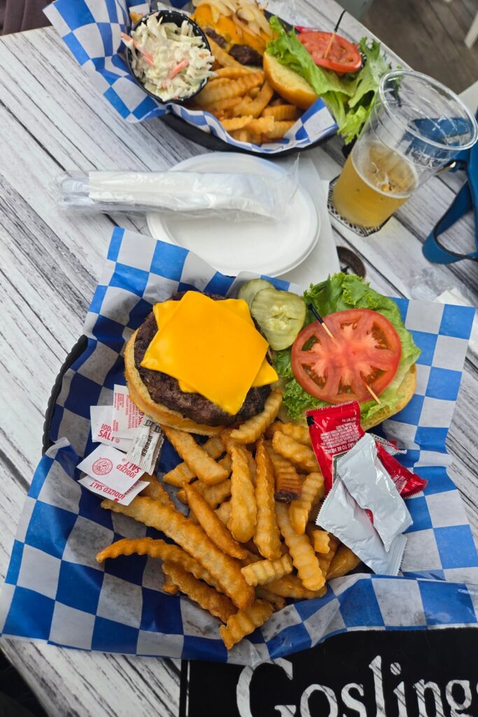 Me and my GF enjoying cheeseburgers for lunch