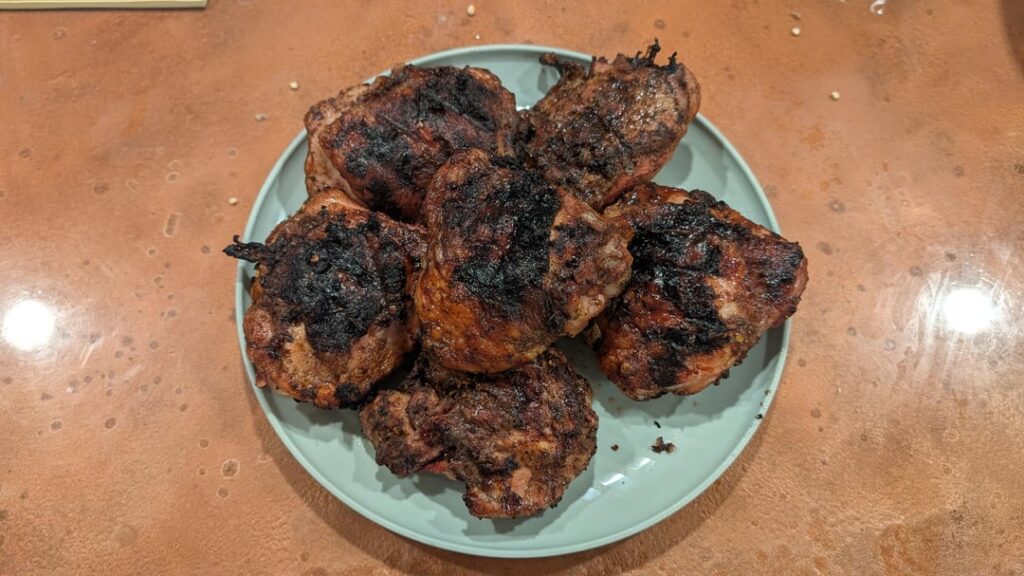 Grilled some Bajan Barbados jerk chicken thighs tonight