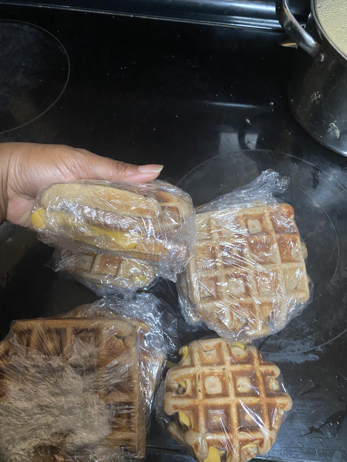 I’ve got a long day worth of cooking to do today, but  I have successfully made my breakfast sandwiches.