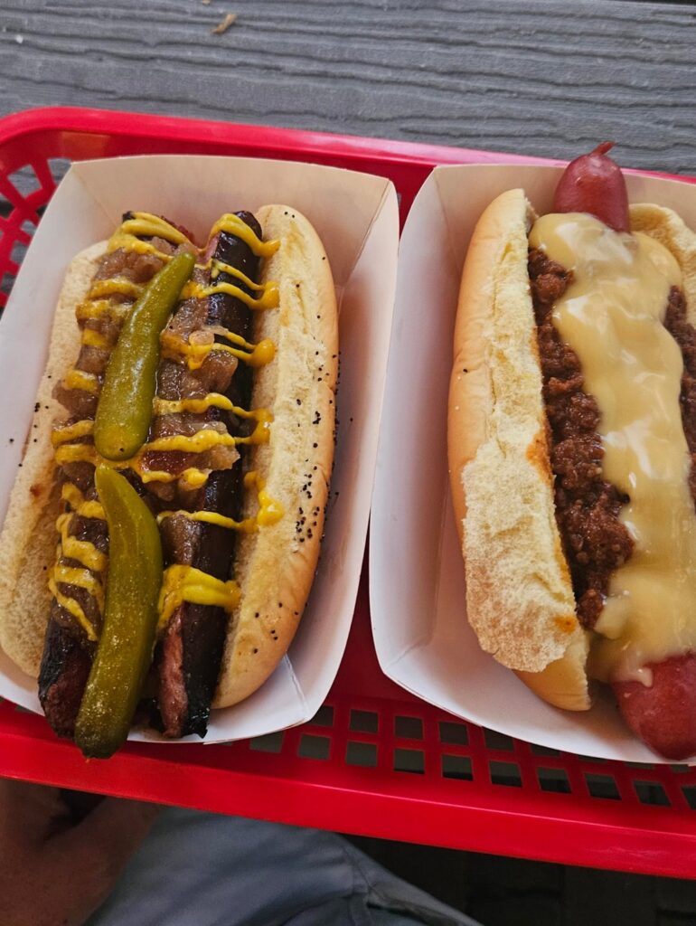 Various hot dogs and sausages from Dog Day Afternoon in Brooklyn