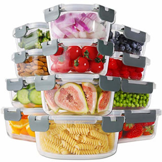HOMBERKING 24px Glass Food Storage Containers with Lids