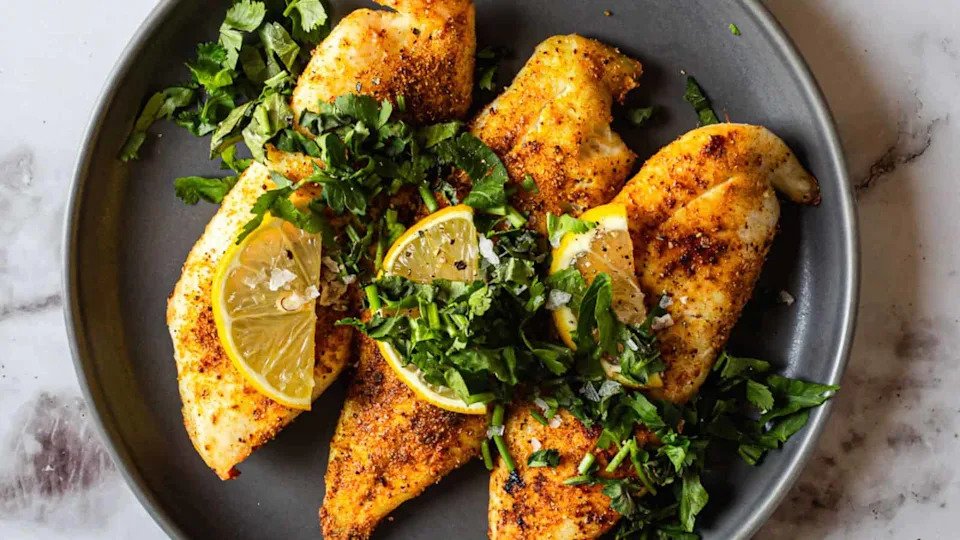Air fryer spiced tilapia fillets.